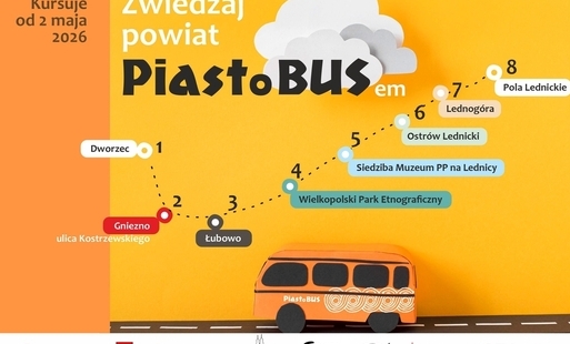 Zdjęcie do PIASToBUS  specjalna linia autokarowa łącząca Gniezno z Lednicą i Polami Lednickimi